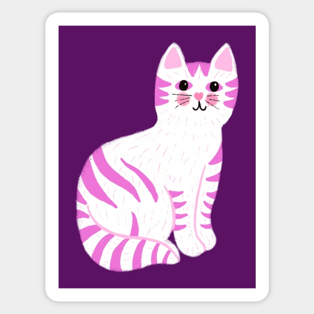 Pink Tabby Cat Sticker by SWON Design